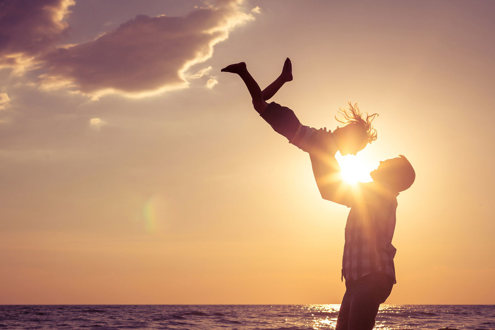 Dad lifting son in the air