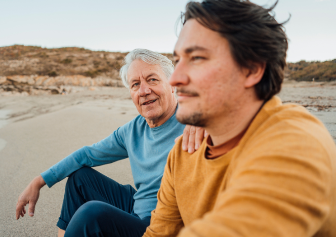 Two men - hand on shoulder